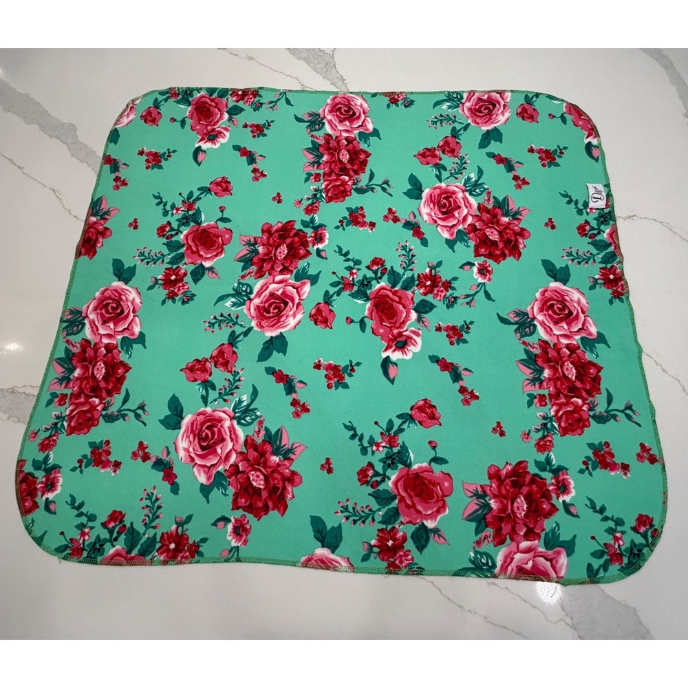 Dazzle and Daze Mint Green Floral Rose Square Scarf Headwrap Neckerchief